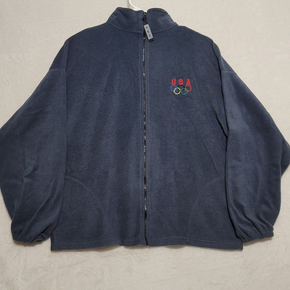 Team USA Men's‎ Jacket Sz XXL Dark Blue Fleece Long Sleeve Olympic
